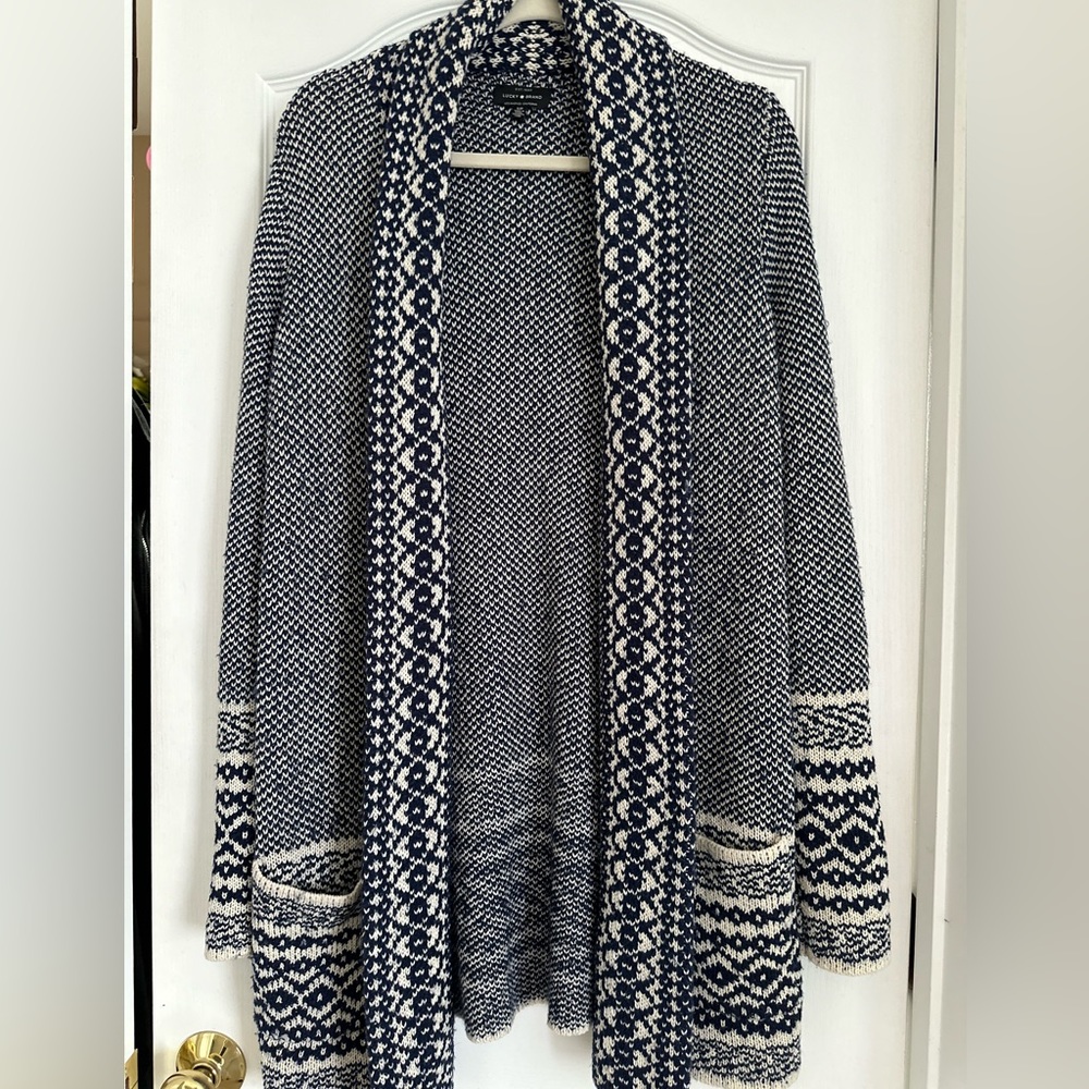 Lucky Brand  Open Front Double Face Long Cardigan size S/P oversized - Picture 3 of 10